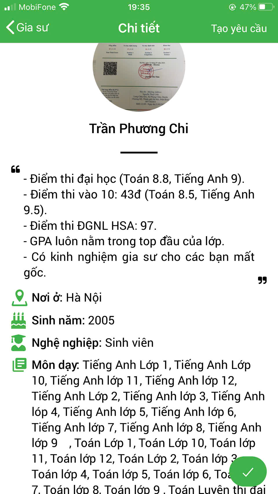 dạy kèm tại hà nội